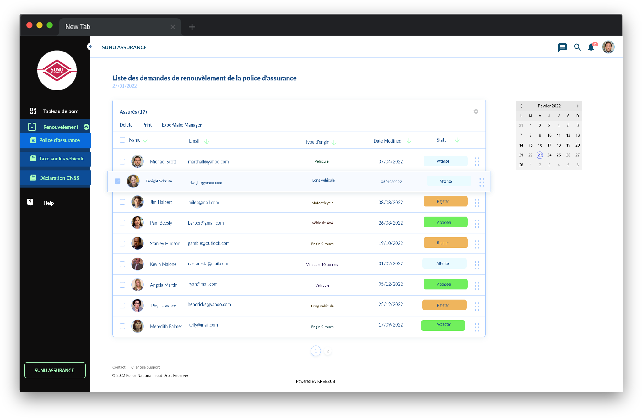 Liste des amendes des citoyens